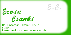 ervin csanki business card